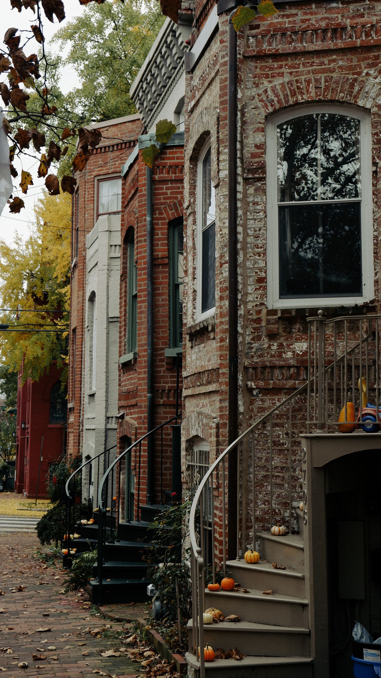 Historic brick townhouses in the DC area